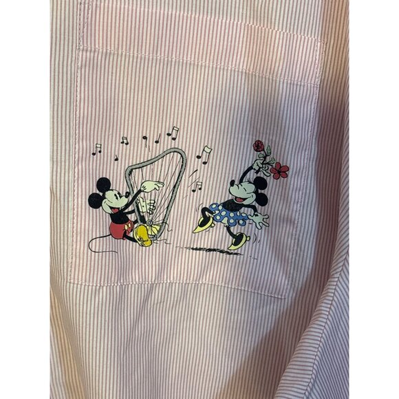 Disney X Sophie Crown Pink & White Striped Oversized Shirt‎ With Mickey & Minnie - Picture 2 of 6